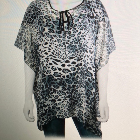 BLACK & GREY LEOPARD PRINT Top Or Cover Up. 2 different shades several in Stock! - Picture 4 of 8